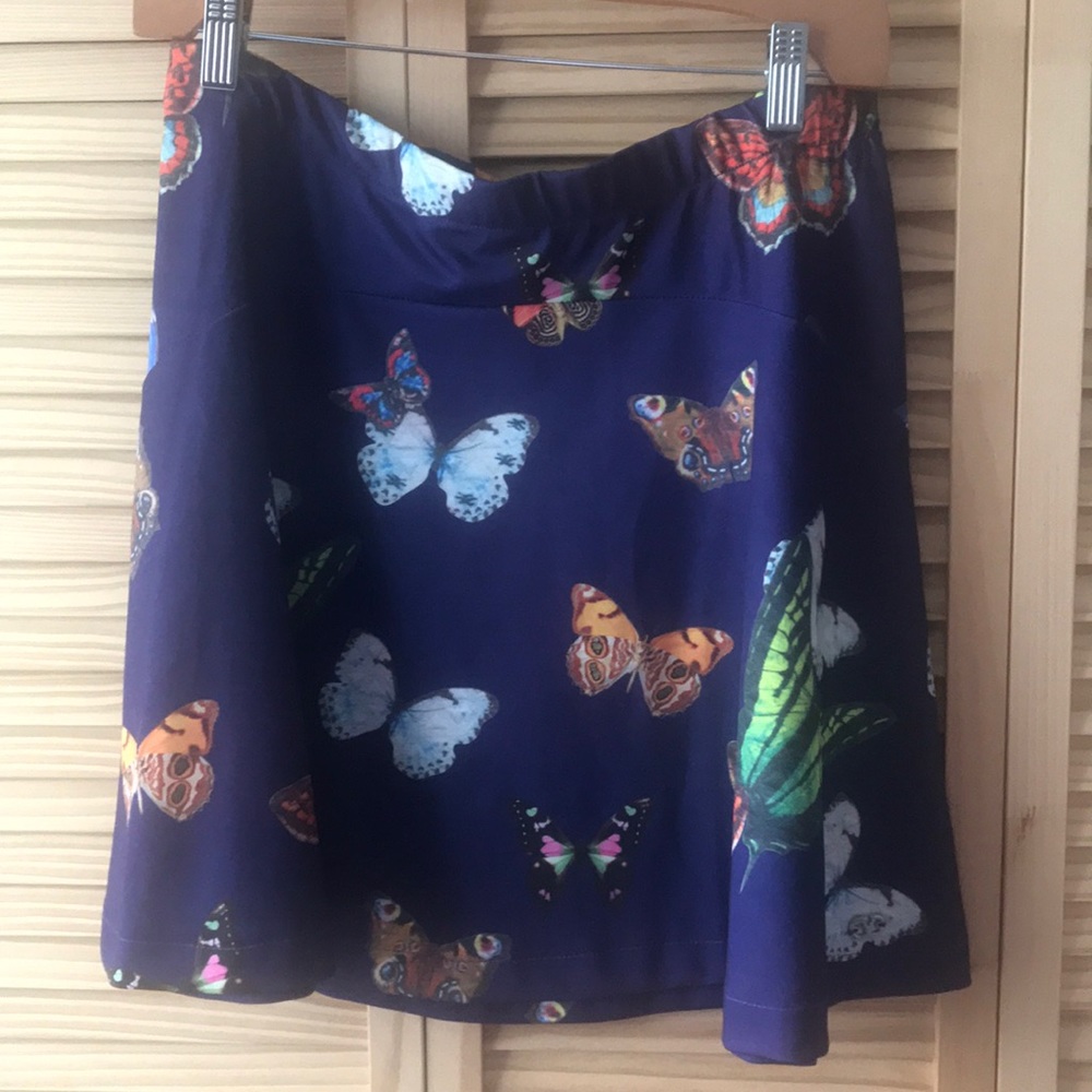 Valentino Navy Blue Butterfly Print Mini Skirt